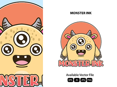 Monster ink mascot business cartoon character cute design icon illustration isolated man mascot set vector
