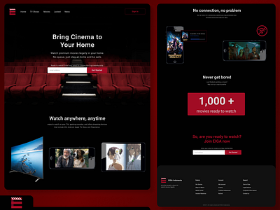 Movie Streaming App app cinema design figma illustration movie red streaming ui ux web webdesign website