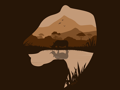 Hunting lion art artist design hunting illustration illustrationforbook illustrator lion nature nature art rhinoceros safari