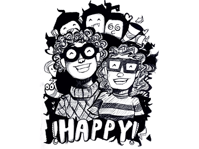 Just be happy :) !! artist awesome awesome design black and white cartoon character charcol painting design graphic design happy drawing illustration