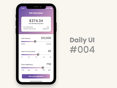 Daily UI :: 004 (Loan Calculator) calculator dailyui dailyui 004 loan calculator ui ui design