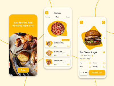 Foor Ordering App app design ui ux vector