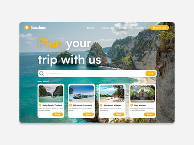 Travel website app interface travel ui ux website yellow