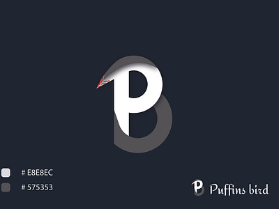 Letter P & B combine puffins bird logo design