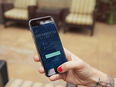Demigod Fitness Mobile App Login Screen Iphone Irl Mockup app demigod fitness iphone login mobile ui ux