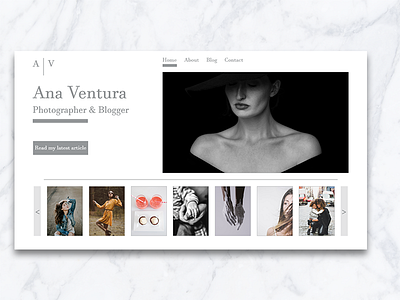 AV Photography Homepage landing page photography portfolio web design xd