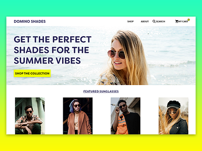 Domino Shades Home Page | Daily UI Challenge 003: Above the Fold 003 above the fold daily ui ecommerce shades shopping summer sunglasses web design website