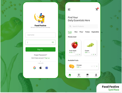 Food Festive (Mobile App) app app design dashboad design login page mvp product design ui ui design uiux ux web
