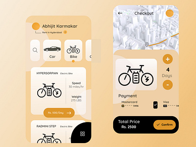 Vehicle Rental App app design ui ux