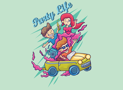 Party Life illustration apparel design art branding design fullcolor graphic design happy illustration illustrator life party people