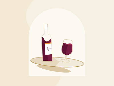Wine art bottle colors cream design gold illustration illustrator minimal red vector wine