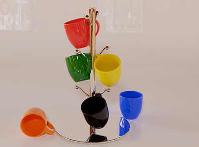 Mug Set with Stand blender blender3d design mug stand