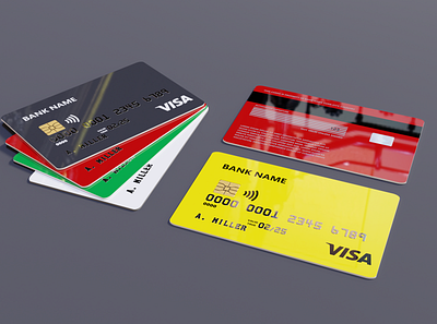 Bank card with changeable texture (PSD File). bank card bankcard blender blender3d creditcard