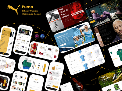 PUMA Website and Mobile app Design app branding design graphic design illustration landing page logo mobile product design puma sport ui ux