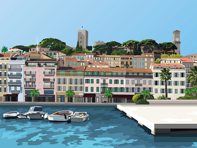 Cannes, South of France adobe illustrator design digital art digital illustration digital painting flat illustration vector