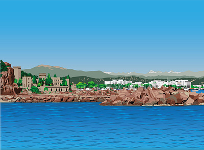 Mandelieu, South Of France adobe illustrator design digital art digital illustration digital painting holiday holidays illustration landscape mediterranean postcard sea sun travel vacation vector