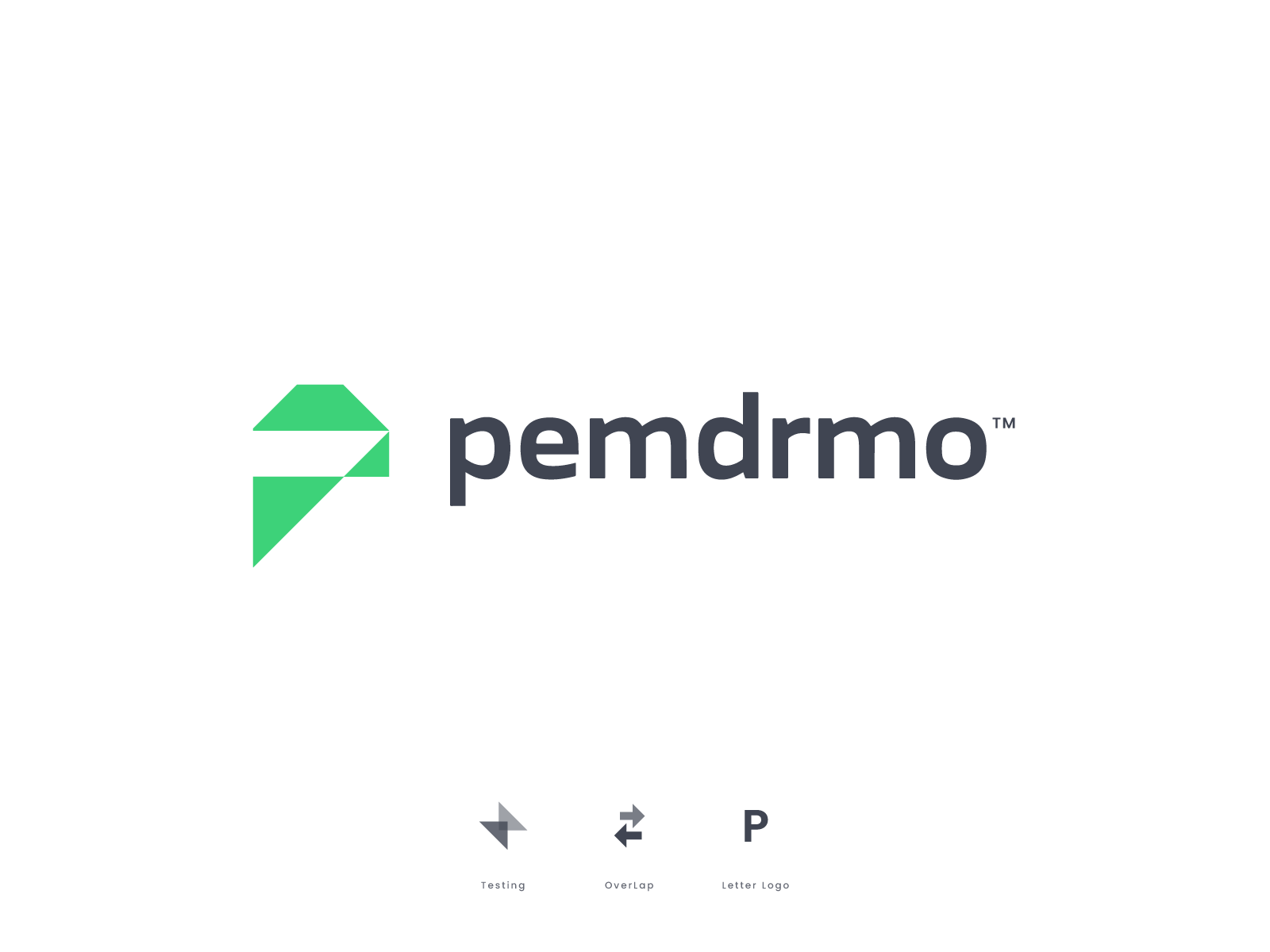 Pemdrmo Logo arrows brand branding cargo design icon identity industrial letter letter logo logo design logo designer mockup p logo packaging poster unfold vintage