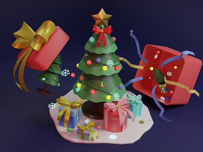 3D XMAS Tree Illustrations 3d 3d christmas 3d gift box 3d tree 3d xmas tree 3dillustration 3dsnowflake christmas gift boxes illustration snowflake xmas