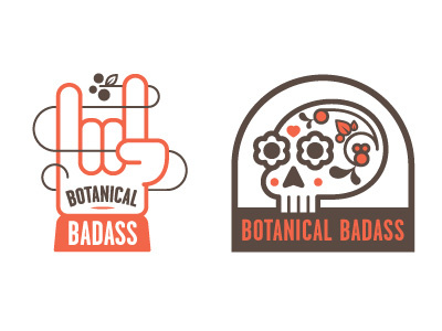 Botanical Badass badass botanical day of the day skull glove illustration leaf logo rock on skull