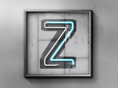 Letter Z broken destroyed neon paint shadows texture type typefight wood