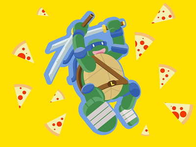Leonardo blue blue and yellow cartoon cowabunga green leonardo ninja ninja turtle ninja turtles pizza vector art