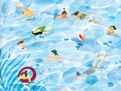 dabbling in water cool design diving holiday illustration illustration art play sports summer swim swimming vacaction water watercolor watercolor painting