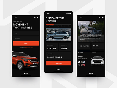 Kia Motors 3 week app design figma makeevaflchallenge mobile design web web design