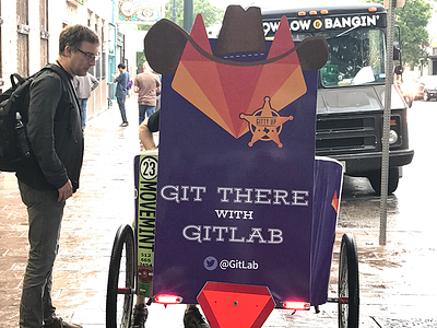 GitLab Pedicab | OSCON 2017 - Austin, TX austin branding git gitlab illustration open source oscon pedicab tanuki texas typography