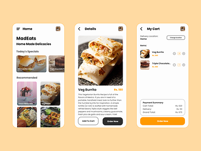 MadEats adobe xd app application branding business design food minimal ui xd design