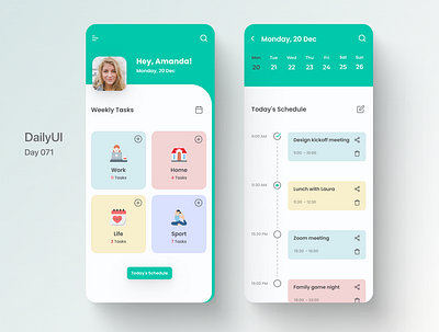 Daily UI 71 — Schedule dailyui dailyui 012 dailyui 071 dailyuichallenge mob mobil ui uiuxdesign ux