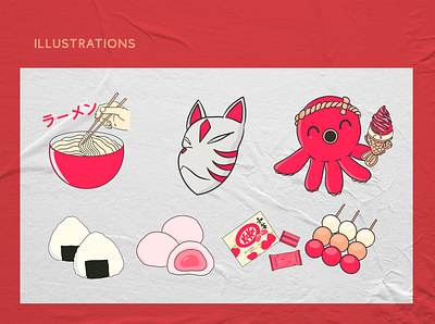 Illsutrations for my personal branding art branding dango design design art designer illustraion japan japanese kitkat logo mochi onigiri procreate ramen takoyaki