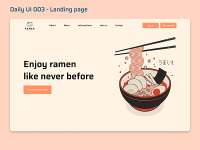 Daily UI 003 - Landing page (Ramen edition) challenge daily ui 003 dailyui design designer figma graphicdesign landing page ui