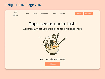 Daily UI 004 - Page 404 (Ramen edition) 404 challenge daily ui 004 dailyui design designer figma graphicdesign page 404 ui