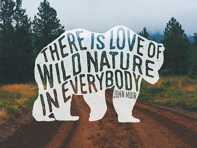 Love of Wild Nature bear john muir lettering nature rough texture type typography vintage