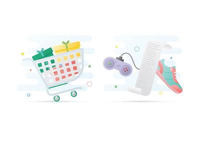 Honey Marketing Illustrations controller gradient illustration receipt shoe shopping shopping cart