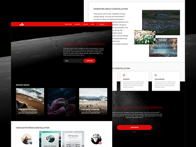 Virgin Unite Landing Page dark flat gradient landing page red responsive space tech ui ux webdesign website
