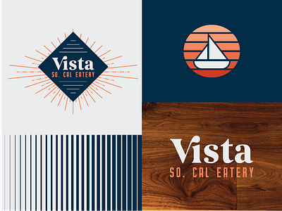 Vista Branding boat branding icon ligature logo marina sunset typography wood