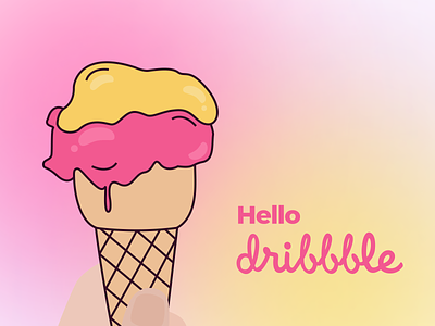 Hello Dribbble! design graphic design icecream illustration ui vector