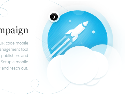 Project Launch blue clouds icon illustration rocket space web white