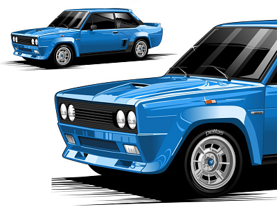 Fiat 131 Mirafiori art artwork car design drawing fiat graphic design illustration vector vector illustration website
