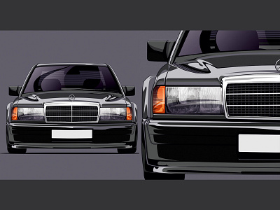 Mercedes Benz 190e app art design drawing graphic design illustration mercedes ui ux vector website