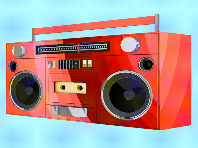 Retro Boombox Animation animated gif app art boombox cassette cassette player design drawing illustration motion graphics ui ux website