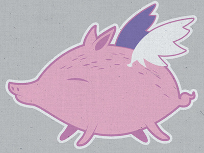 Pigs can actually fly gray illustration pig pink vector wings