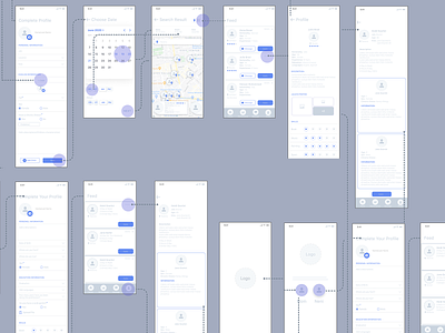 Wireframes for Baby Sitter App