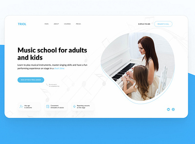 Music school main page design design icon minimal typography ui ux web website