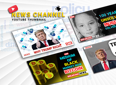 News Channel Video Thumbnail Pack 2 design graphic design news video thumbnail social media video thumbnail thumbnail youtube thumbnails