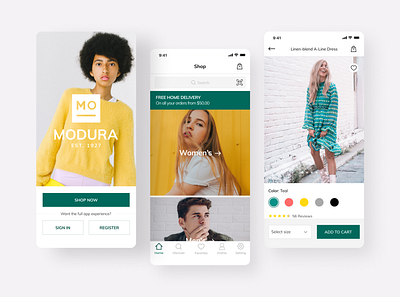 Modura - App screens branding design figma flat illustration logo minimal screens ui