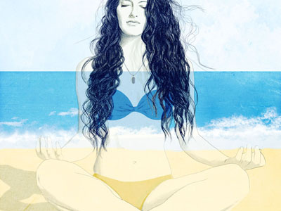 Yoga on the Beach beach editorialillustration figurative illustration portrait yoga