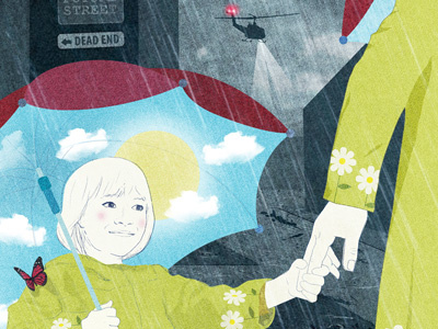 Raising an optimistic child in a world of pessimism drawing editorial editorialillustration illustration