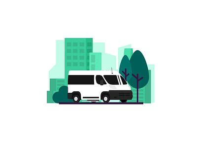 Promaster art branding bus businesscard design flat icon illustration rideshare transition travel vector vehicle